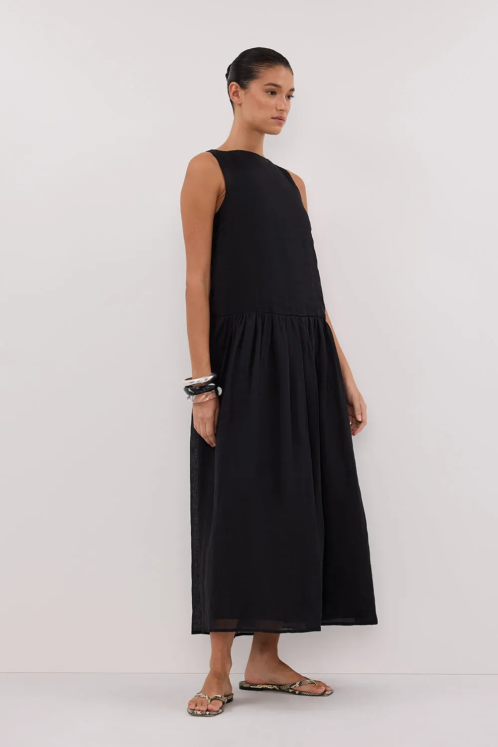 JACQUES BLACK RAMIE MIDI DRESS