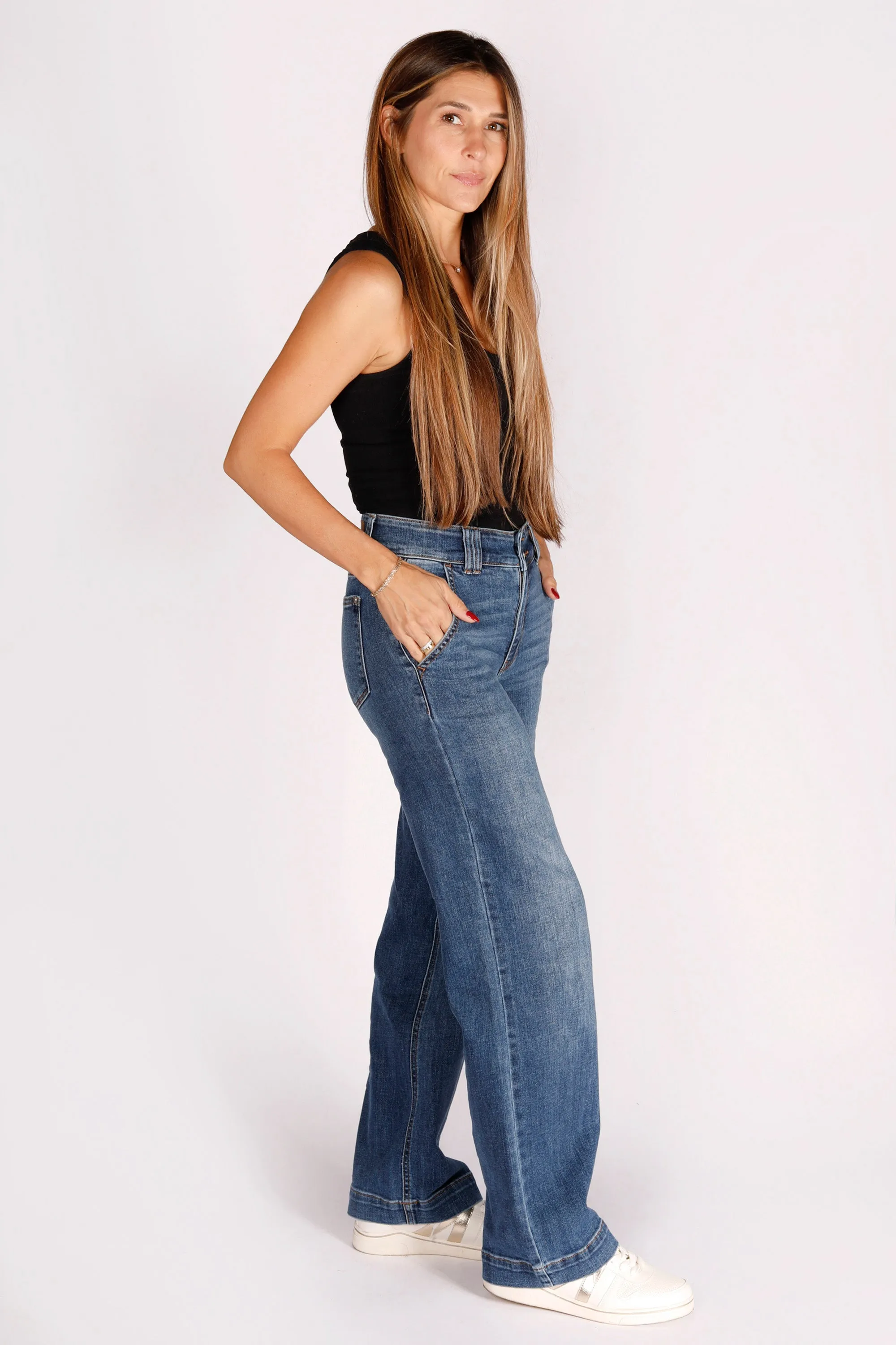 Judy Blue Medium Wash Wide Leg Jeans