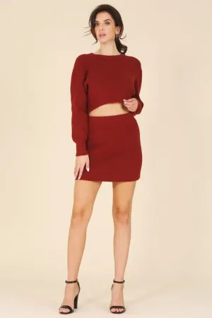 Knit Crop Top And Skirt Set