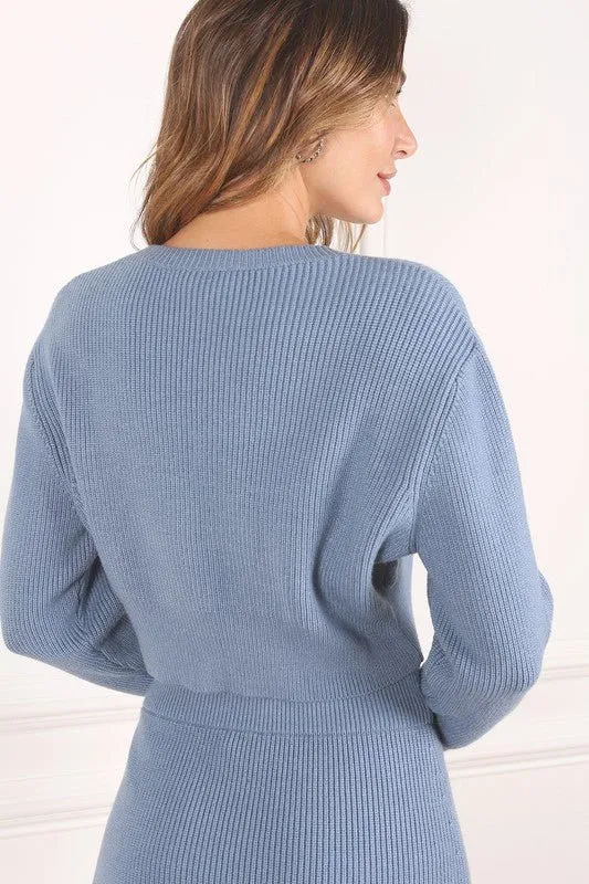 Knit Crop Top And Skirt Set