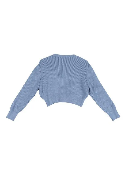 Knit Crop Top And Skirt Set