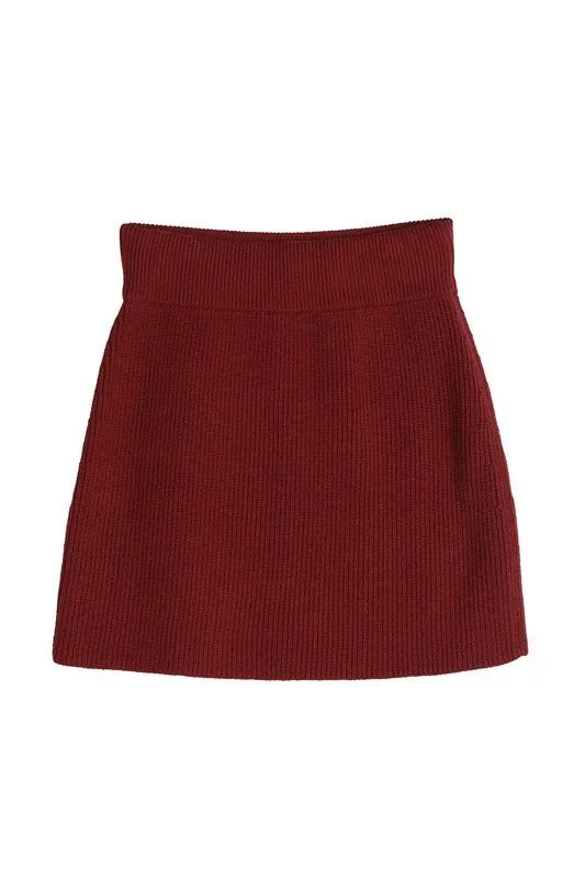 Knit Crop Top And Skirt Set