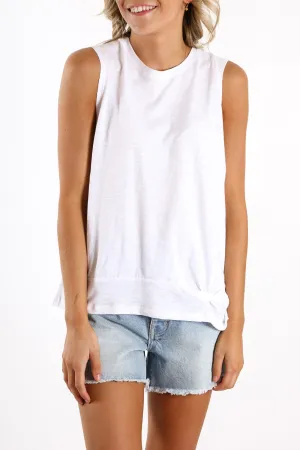 Knot Front Crop Tank White