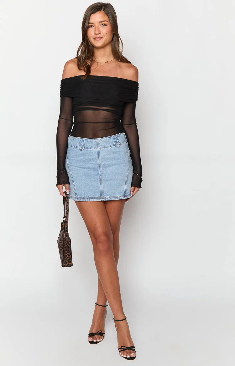 Kole Light Wash Denim Mini Skirt