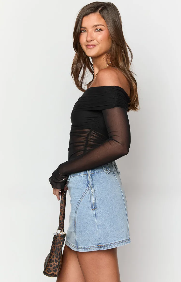 Kole Light Wash Denim Mini Skirt