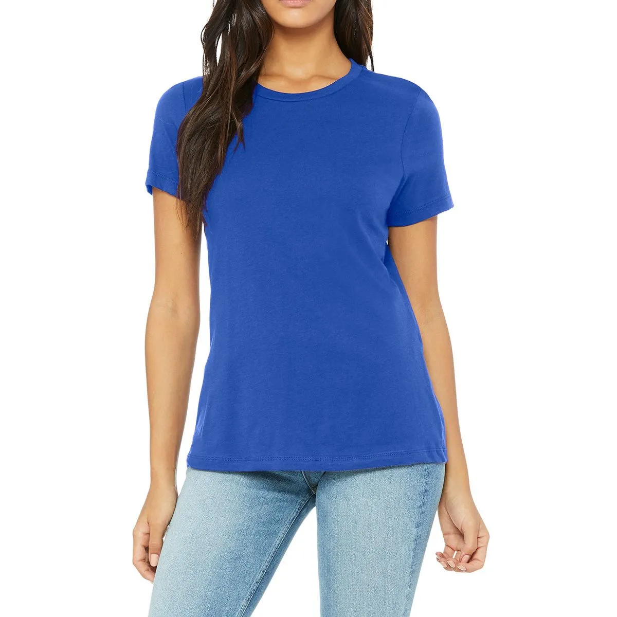 Ladies Relaxed Fit Crew Neck Short Sleeve Cotton T-Shirt