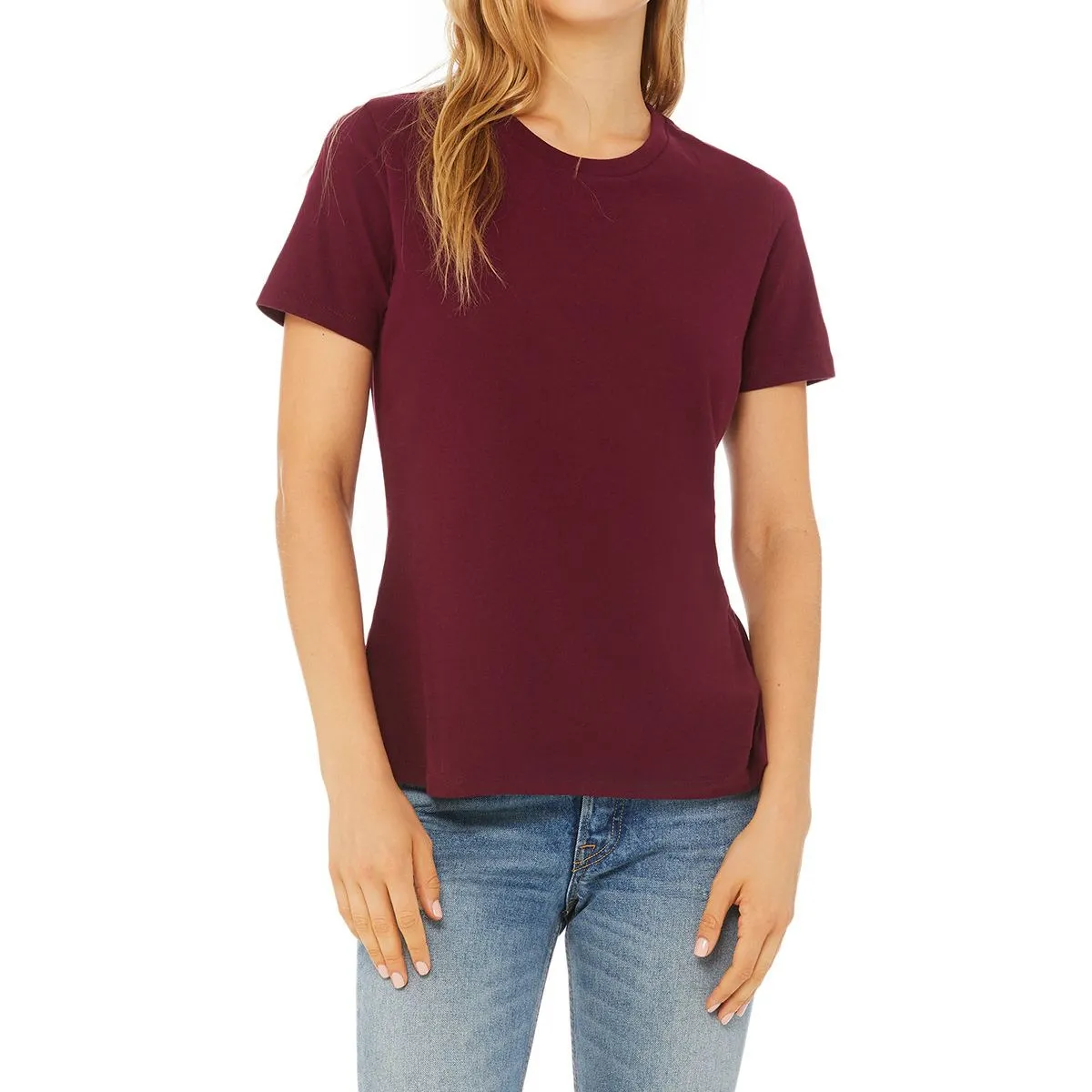 Ladies Relaxed Fit Crew Neck Short Sleeve Cotton T-Shirt