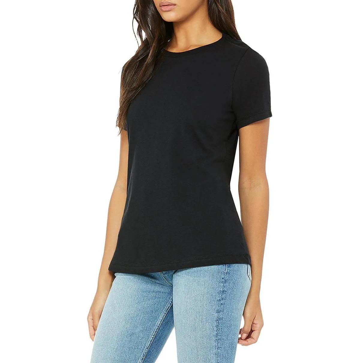 Ladies Relaxed Fit Crew Neck Short Sleeve Cotton T-Shirt