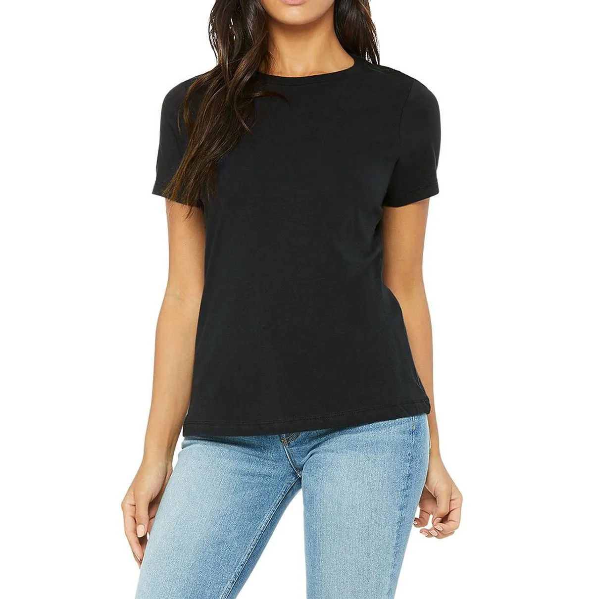 Ladies Relaxed Fit Crew Neck Short Sleeve Cotton T-Shirt
