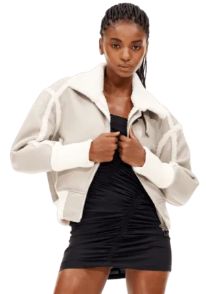 Leather and Fur Integrated Jacket