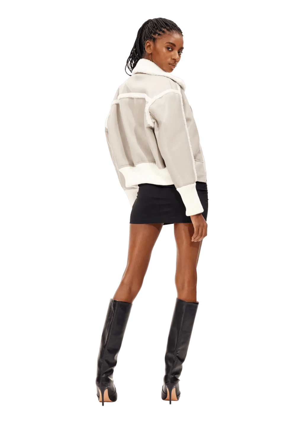 Leather and Fur Integrated Jacket