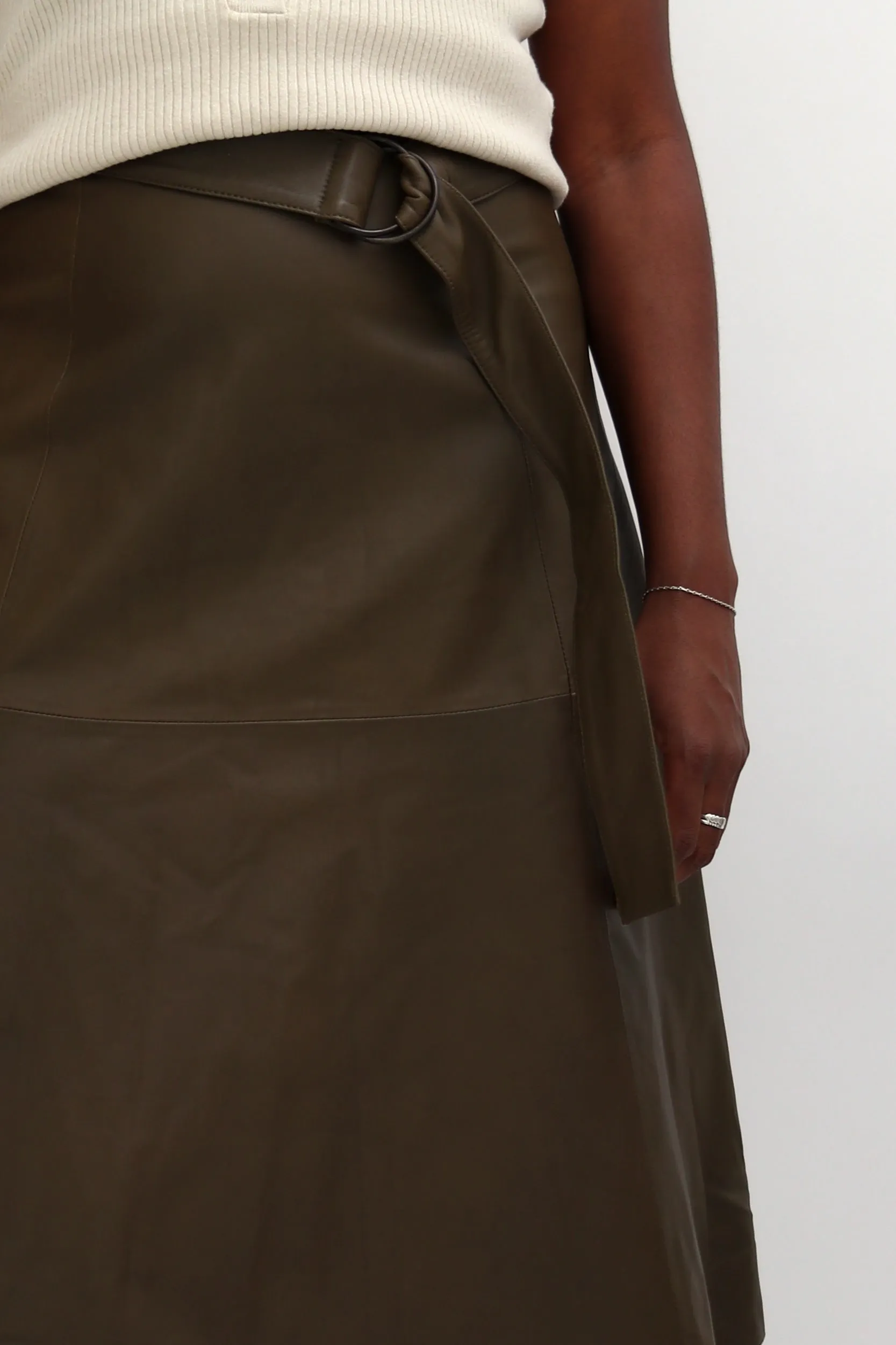 LEATHER MIDI SKIRT