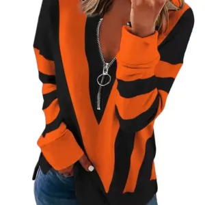 Long Sleeve Zipper Loose Sweater