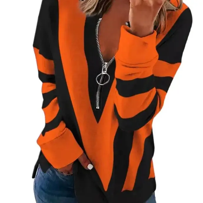 Long Sleeve Zipper Loose Sweater