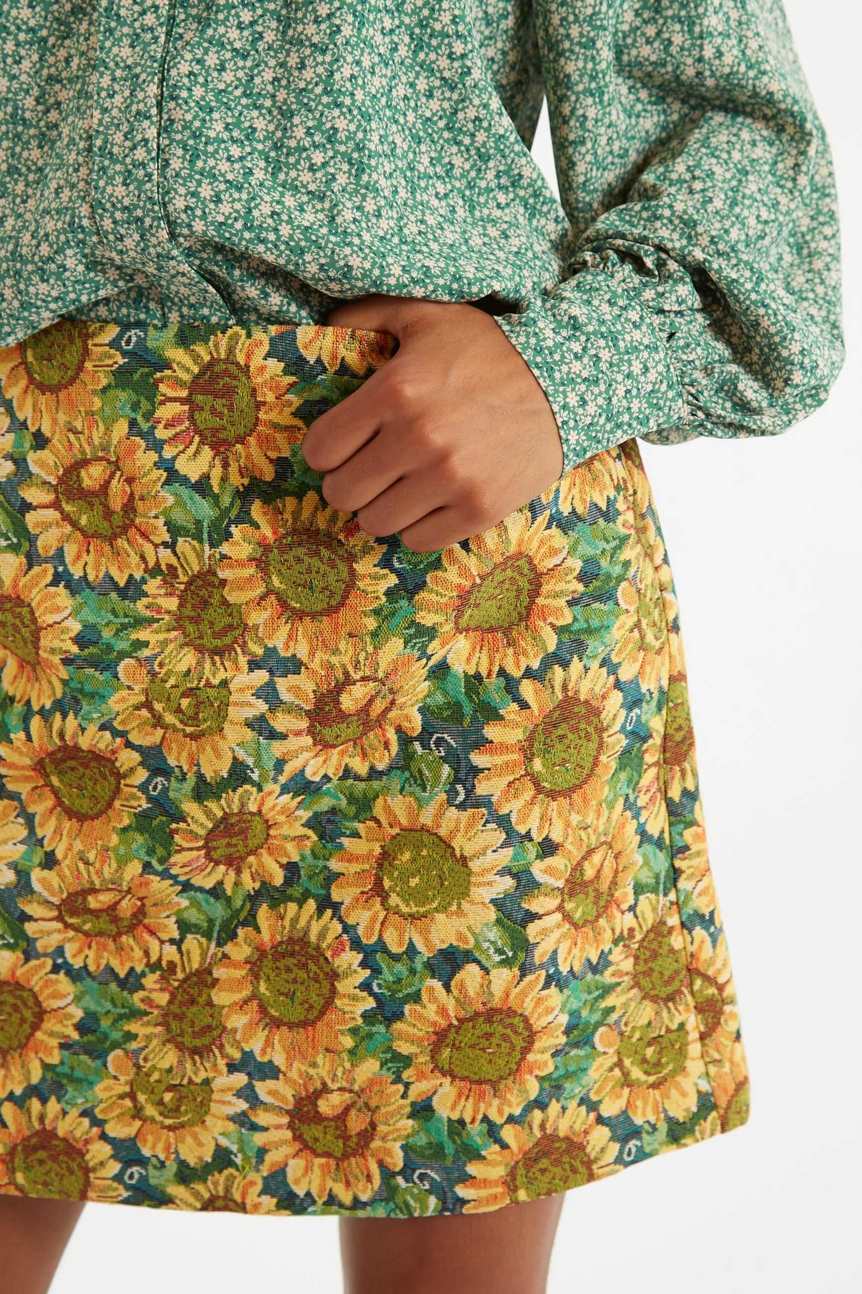 Louche Aubin Sunflower Jacquard A Line Skirt