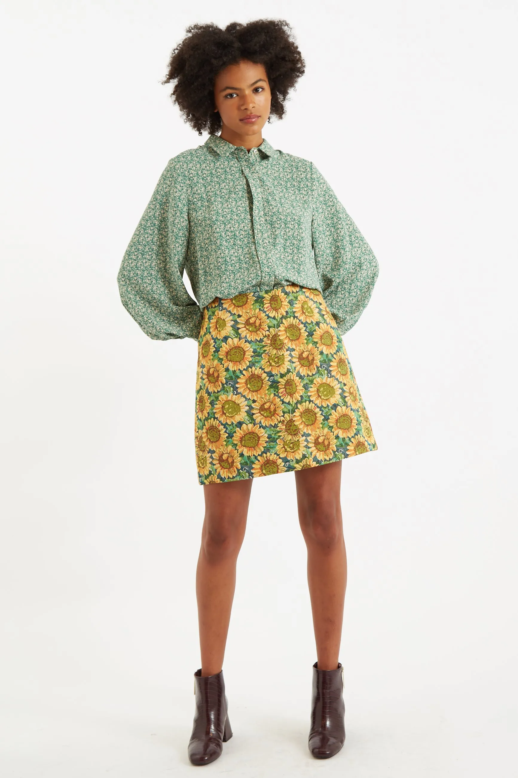 Louche Aubin Sunflower Jacquard A Line Skirt