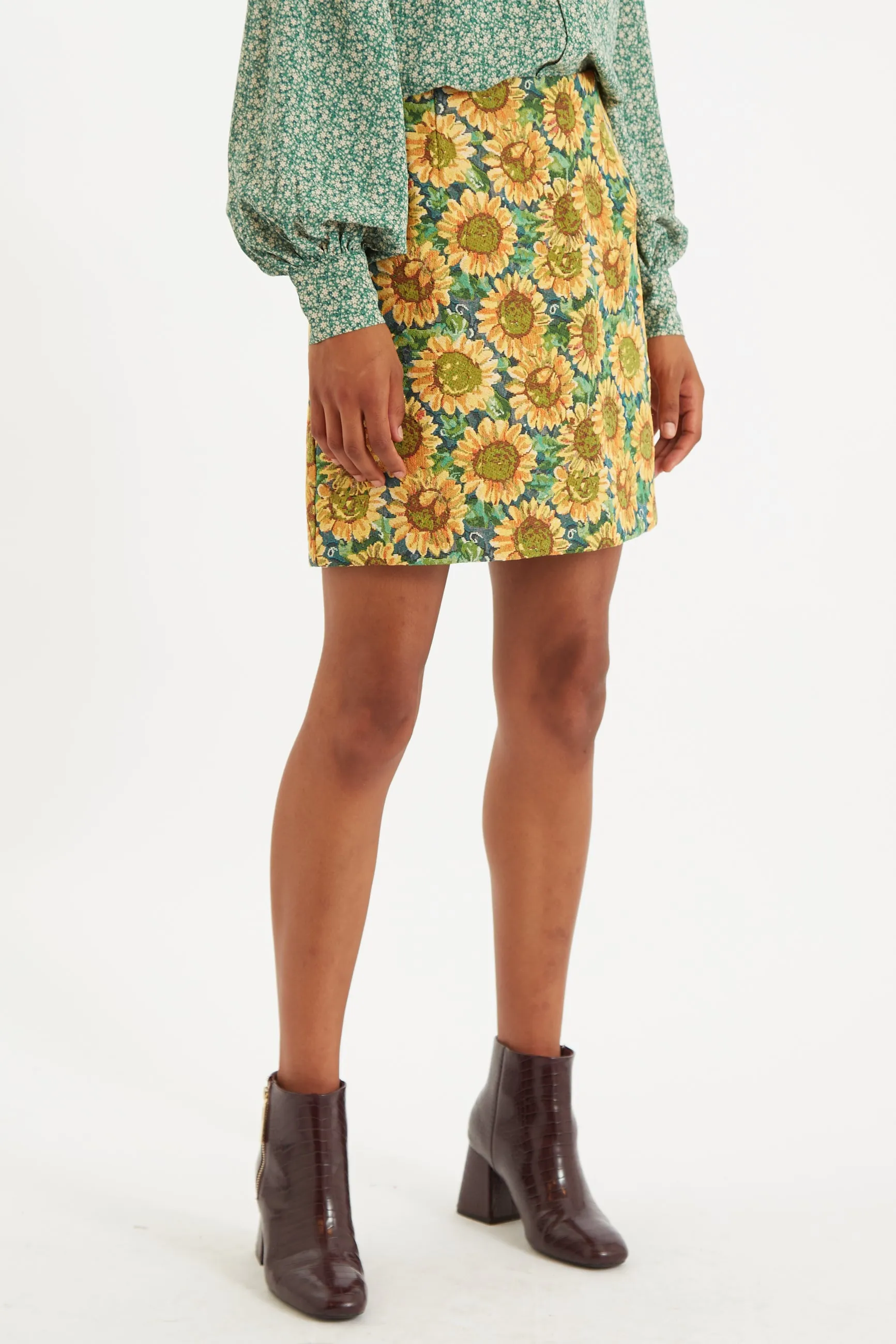 Louche Aubin Sunflower Jacquard A Line Skirt