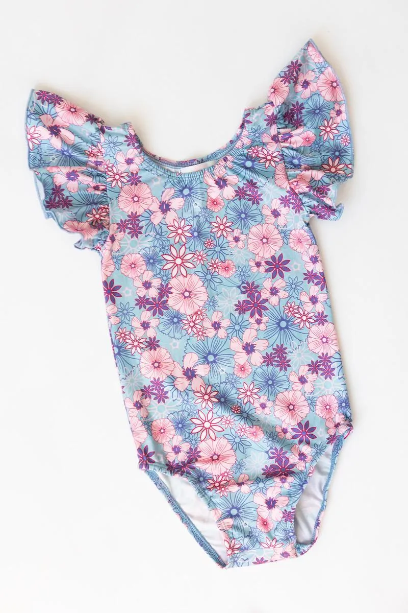 Love Blooms S/s Flutter Sleeve Leotard