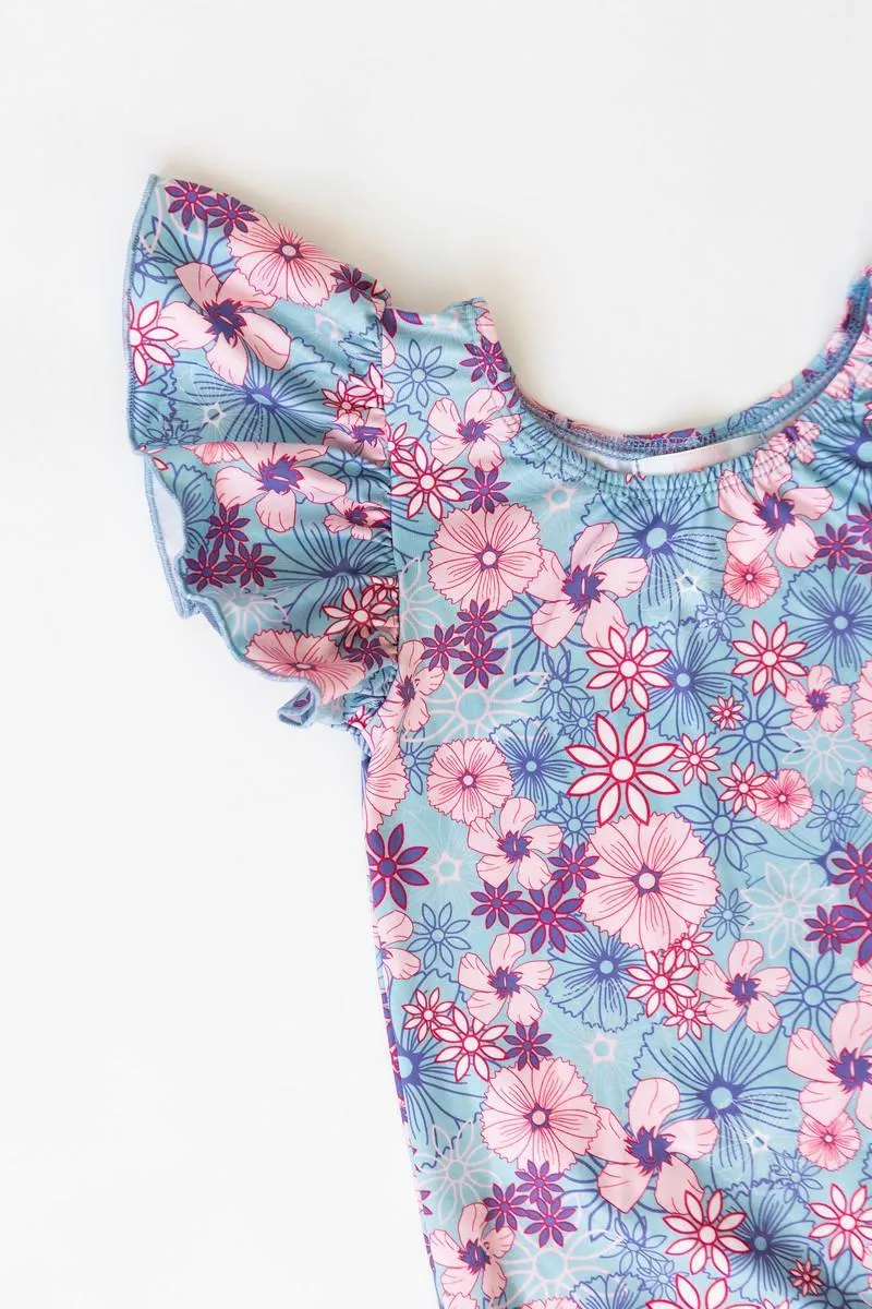 Love Blooms S/s Flutter Sleeve Leotard