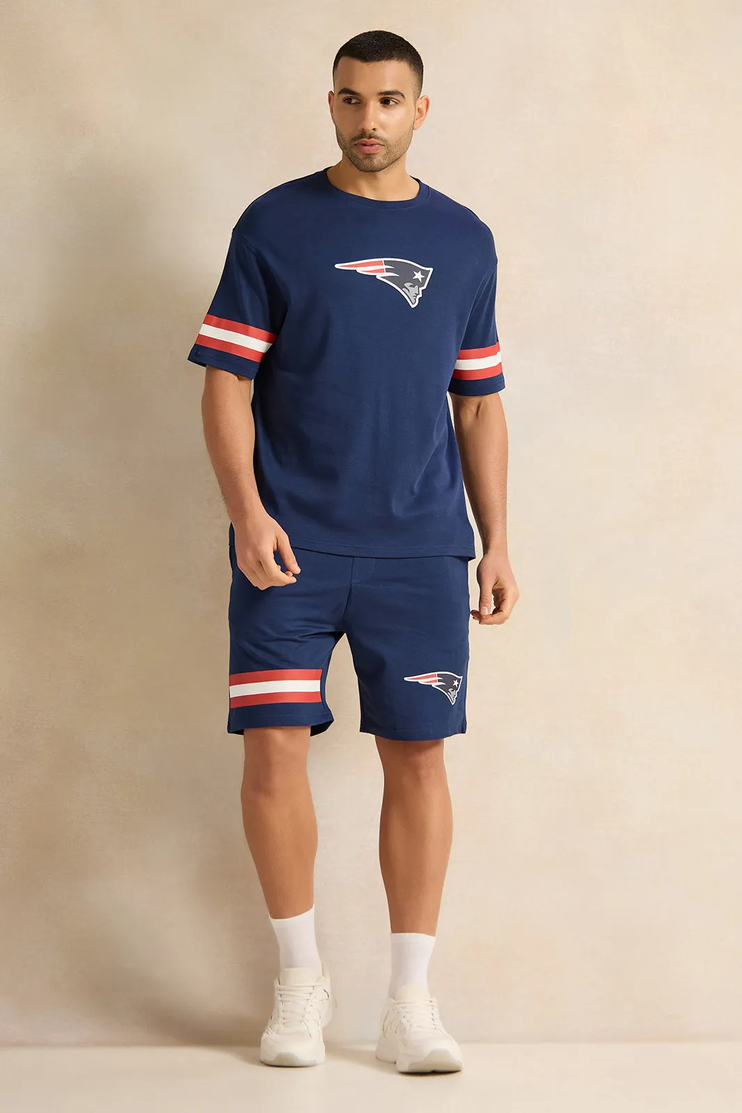 Men Navy New England Patriots Lounge Shorts