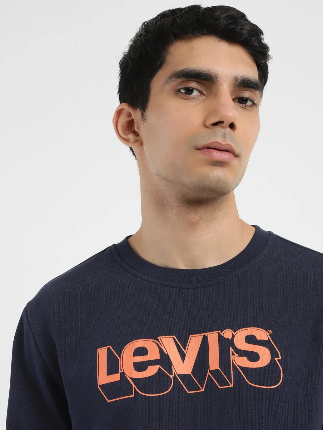 Men's Brand Logo Navy Crew Neck Sweatshirt