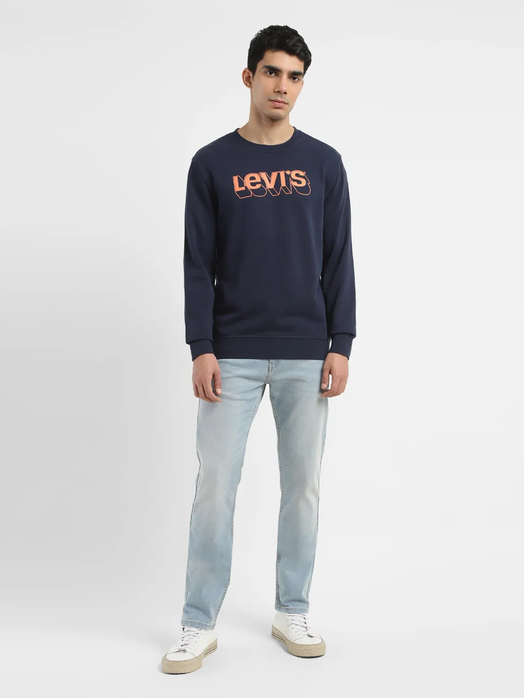 Men's Brand Logo Navy Crew Neck Sweatshirt