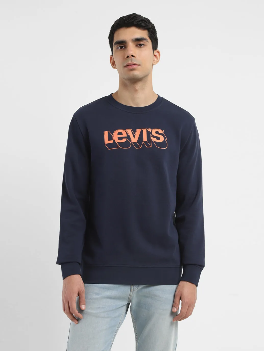 Men's Brand Logo Navy Crew Neck Sweatshirt
