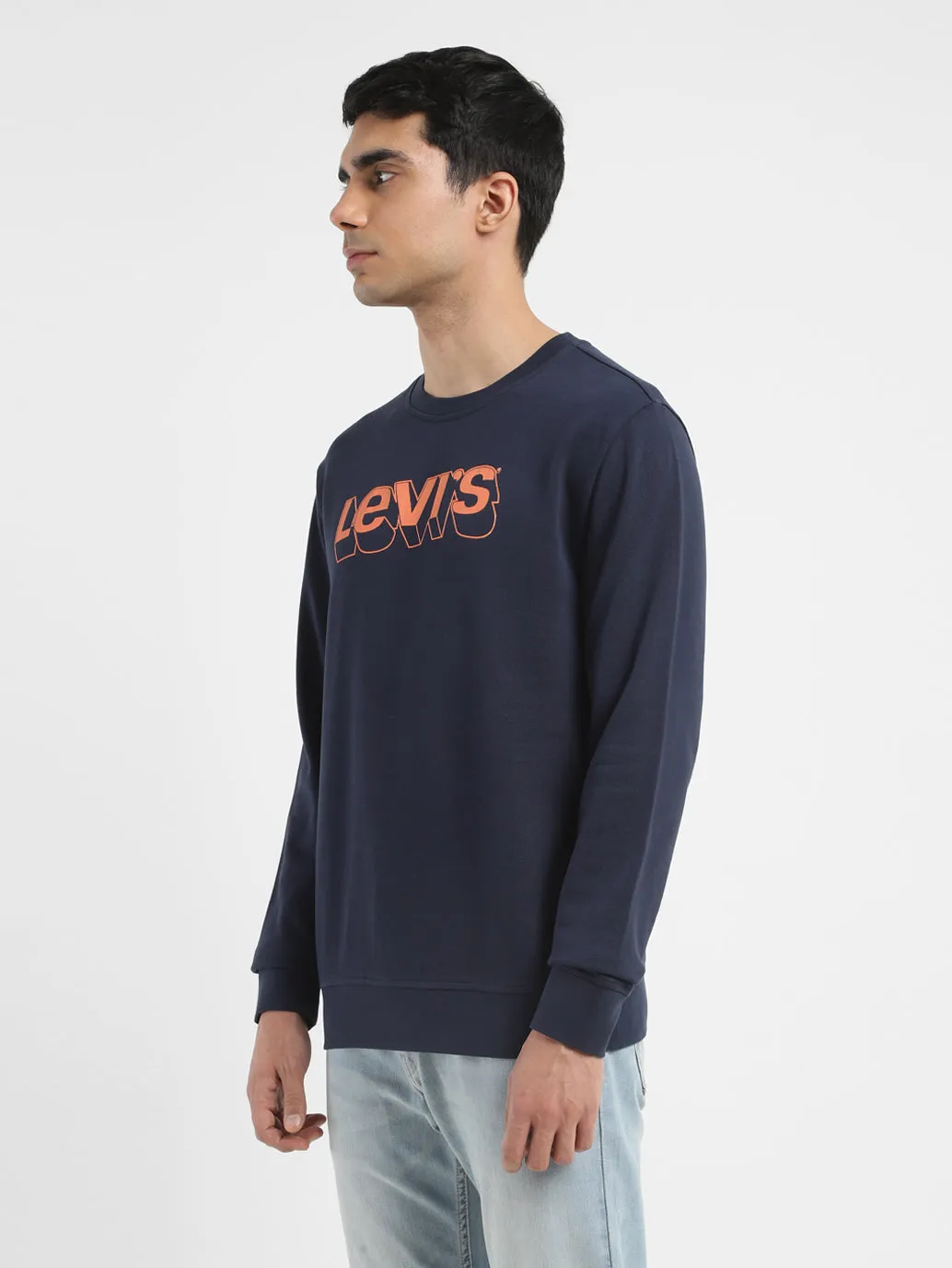 Men's Brand Logo Navy Crew Neck Sweatshirt