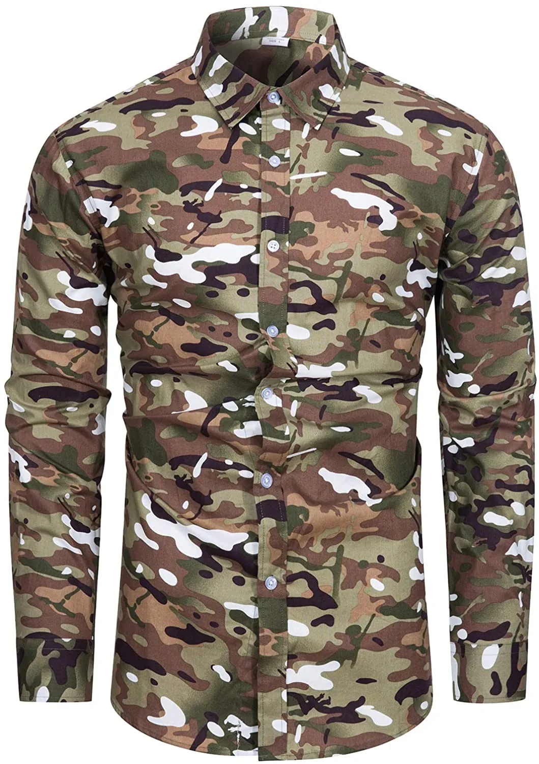 Men's Casual Mint Floral Long Sleeve Button Up Shirt