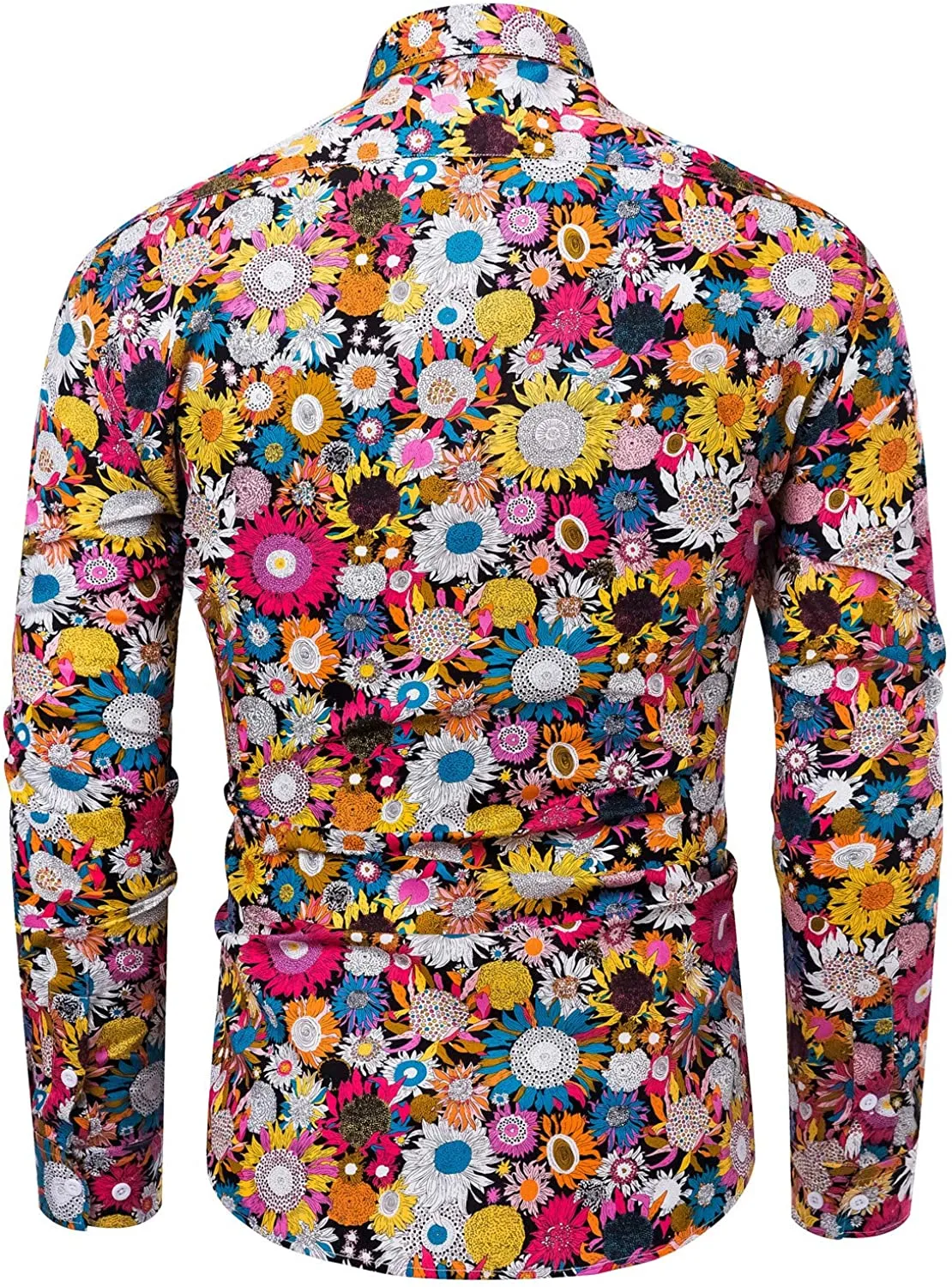 Men's Casual Mint Floral Long Sleeve Button Up Shirt