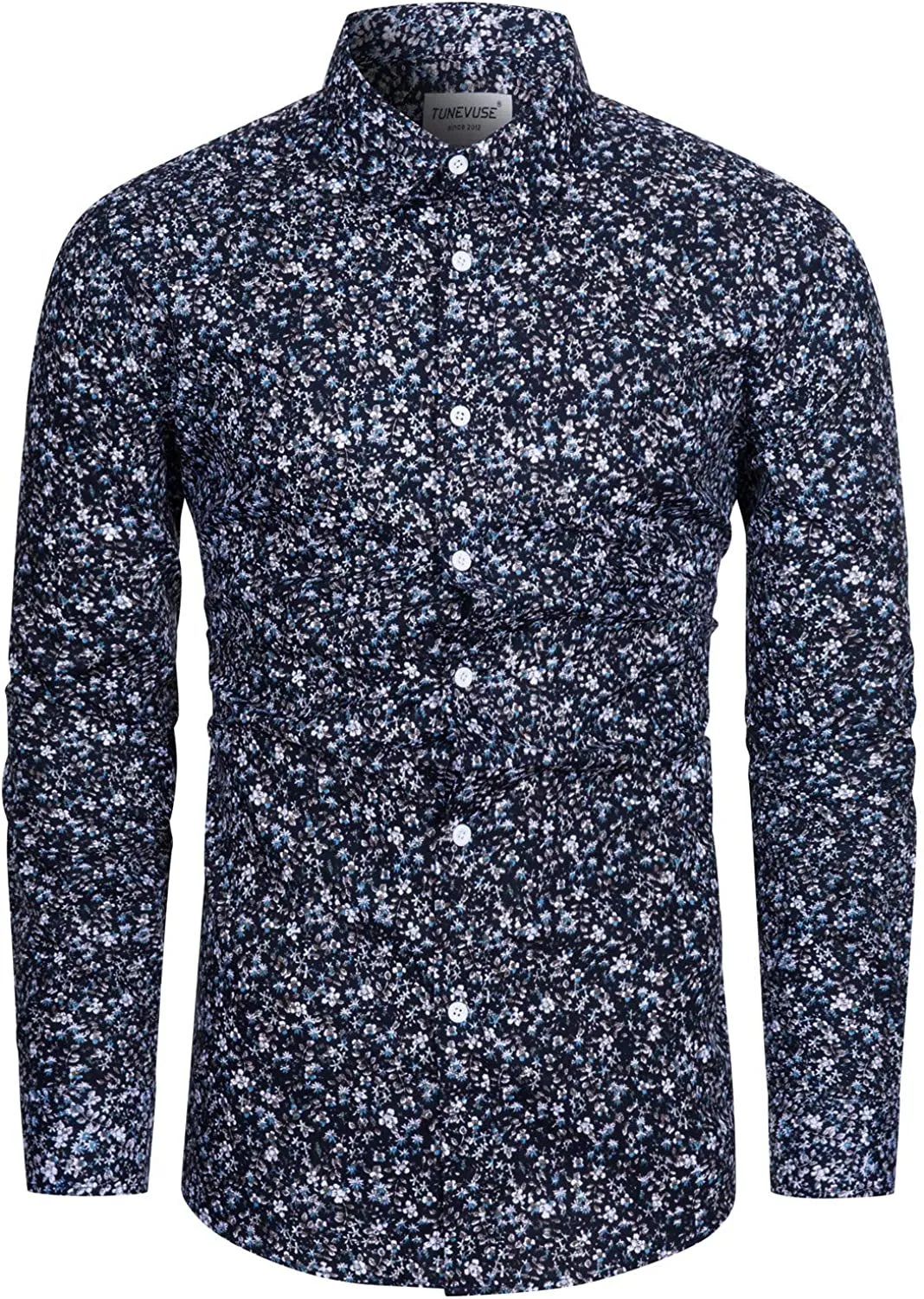 Men's Casual Mint Floral Long Sleeve Button Up Shirt