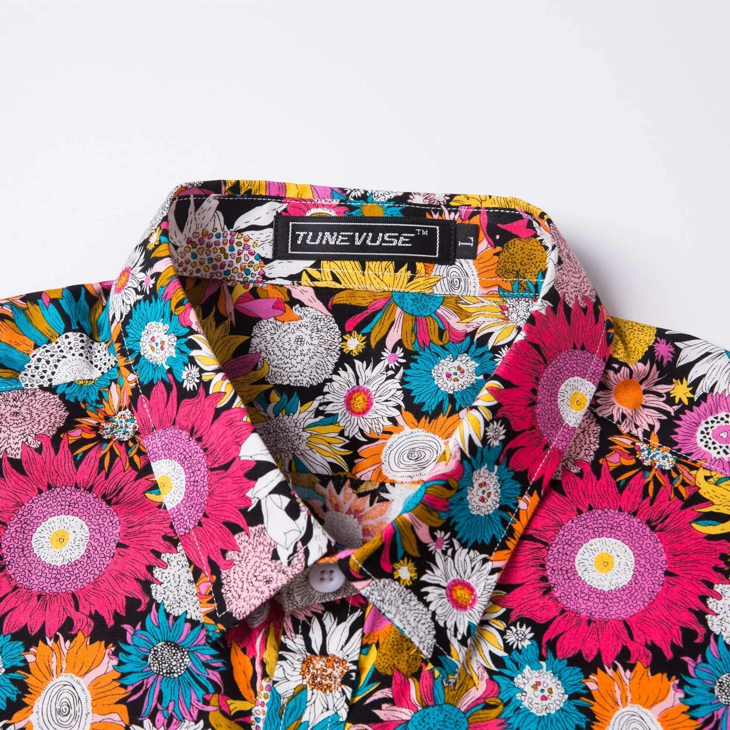 Men's Casual Mint Floral Long Sleeve Button Up Shirt