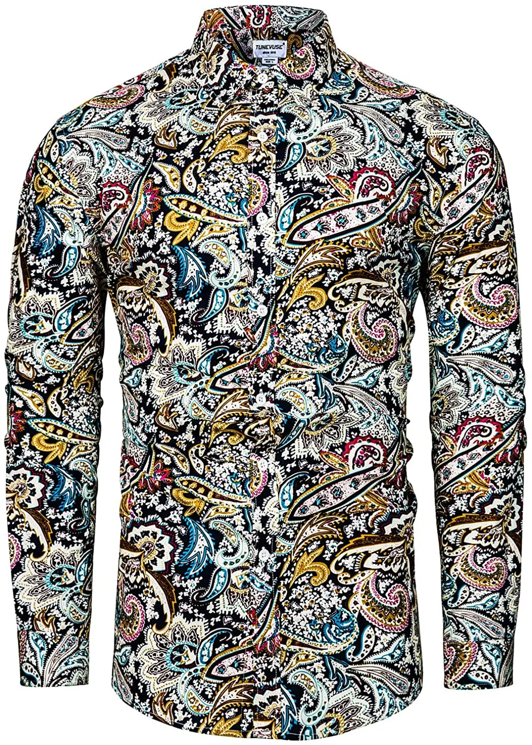 Men's Casual Mint Floral Long Sleeve Button Up Shirt