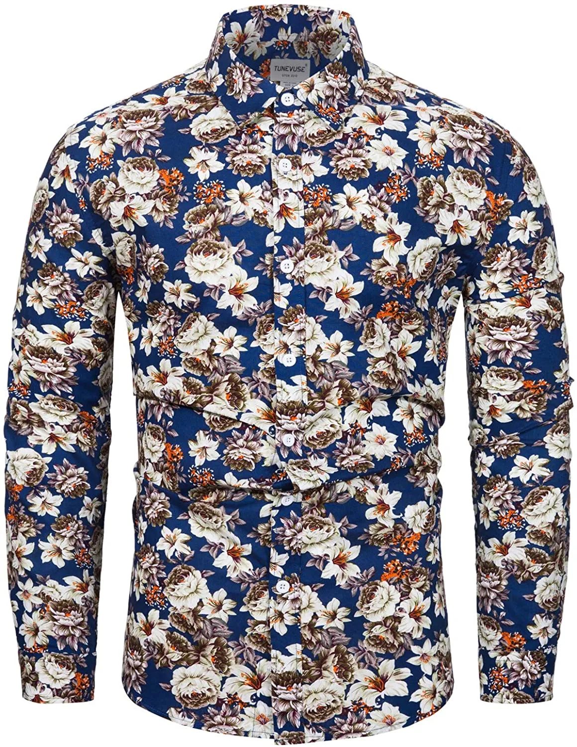 Men's Casual Mint Floral Long Sleeve Button Up Shirt