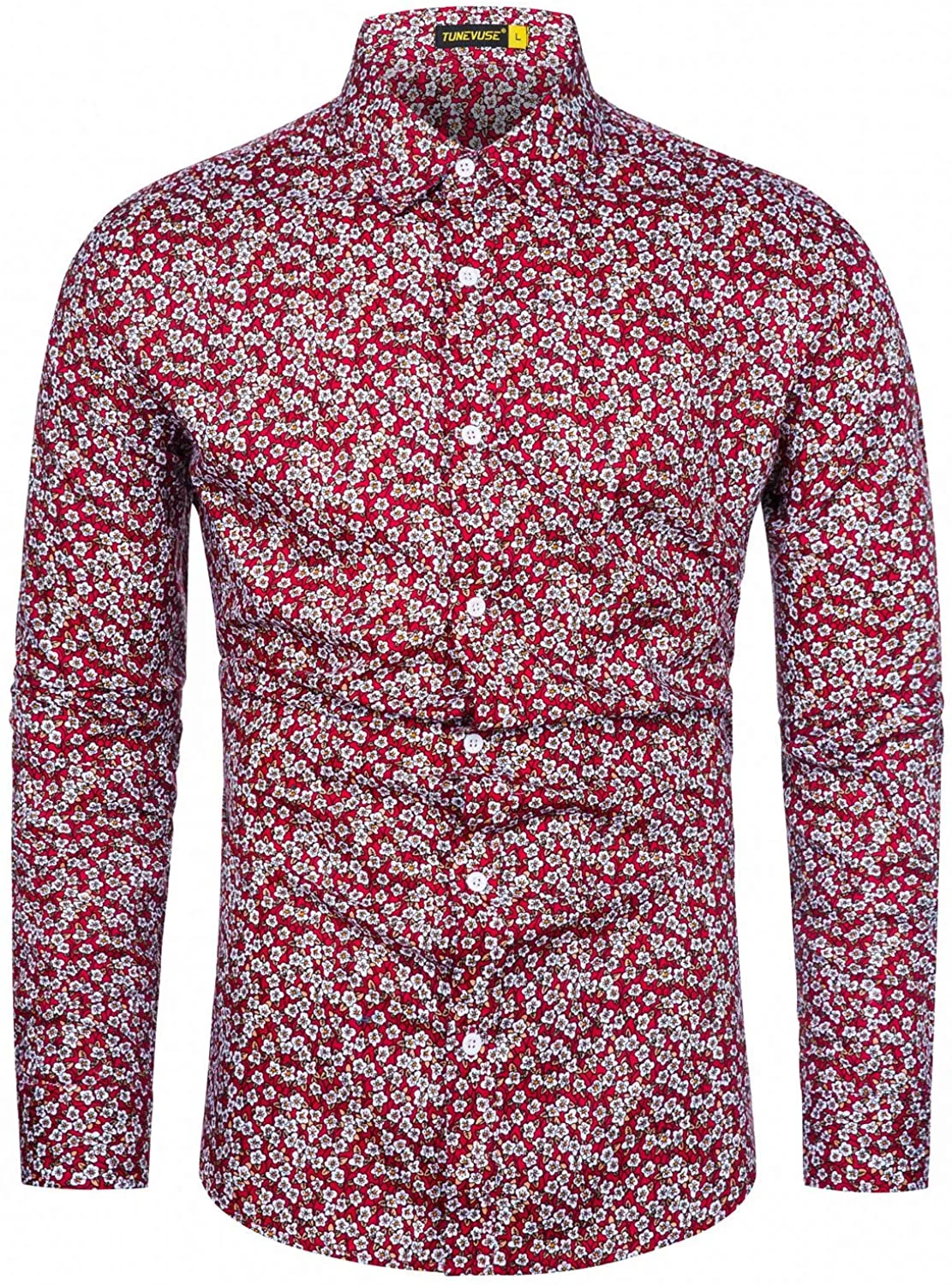 Men's Casual Mint Floral Long Sleeve Button Up Shirt