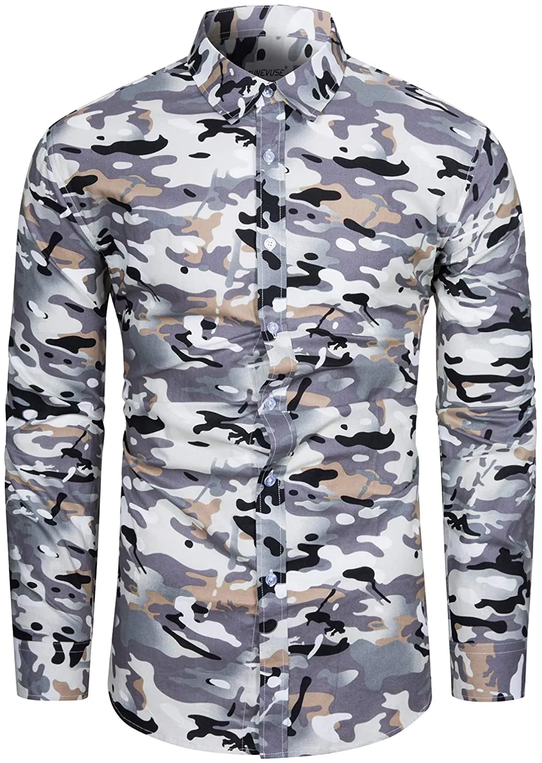 Men's Casual Mint Floral Long Sleeve Button Up Shirt