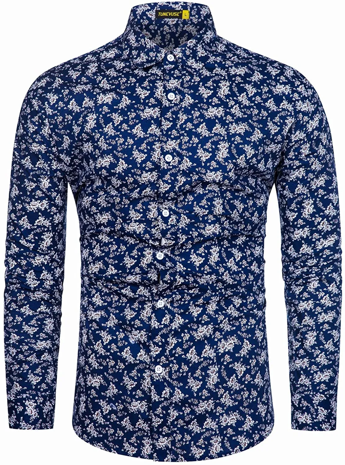 Men's Casual Mint Floral Long Sleeve Button Up Shirt