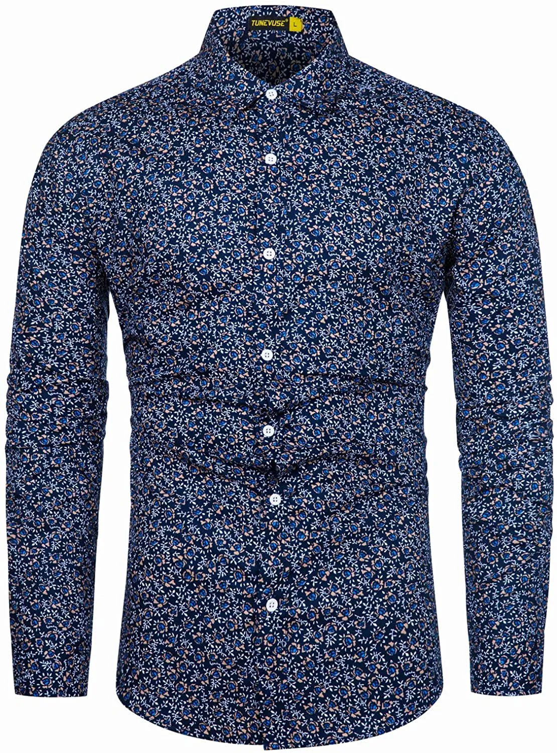 Men's Casual Mint Floral Long Sleeve Button Up Shirt
