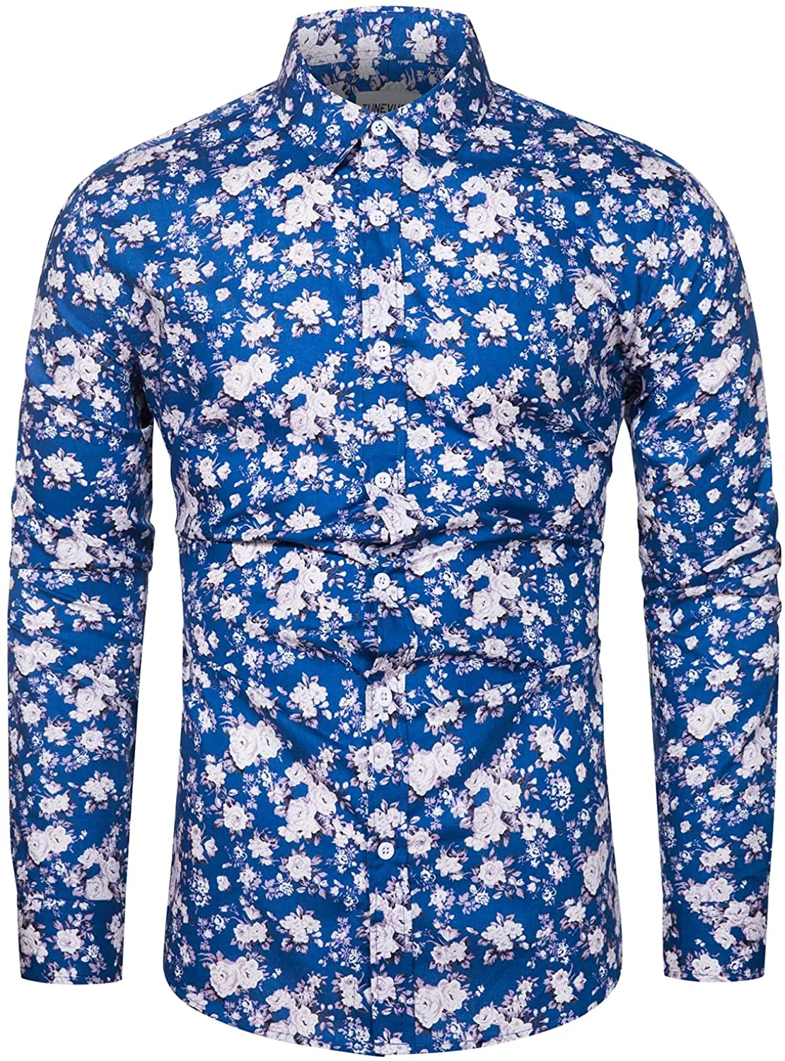 Men's Casual Mint Floral Long Sleeve Button Up Shirt