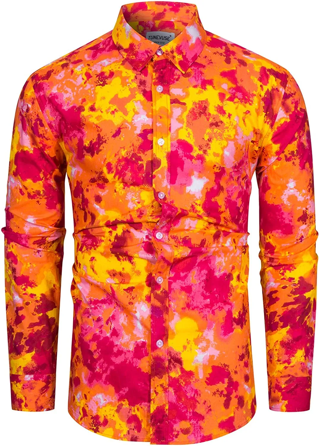 Men's Casual Mint Floral Long Sleeve Button Up Shirt