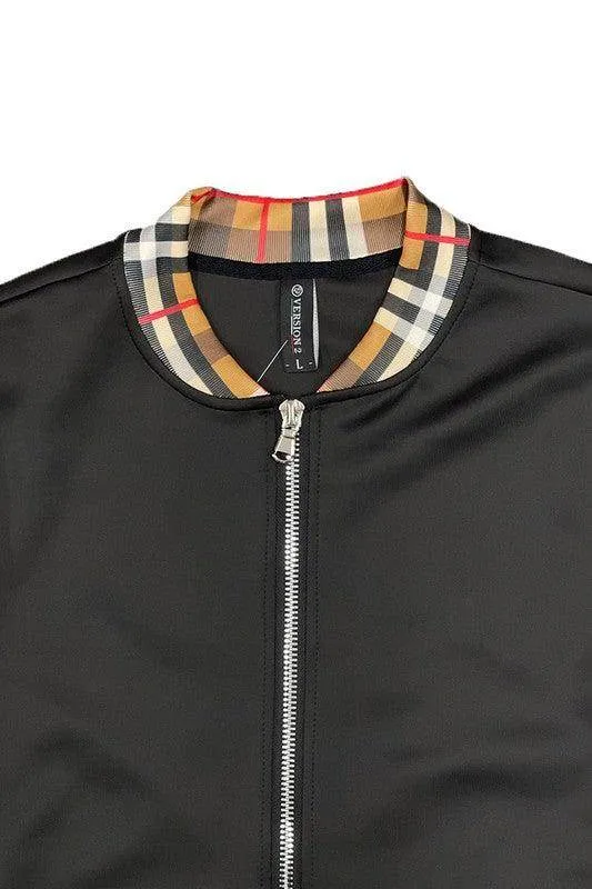 Mens Checkered Plaid Full Zip Track Jacket