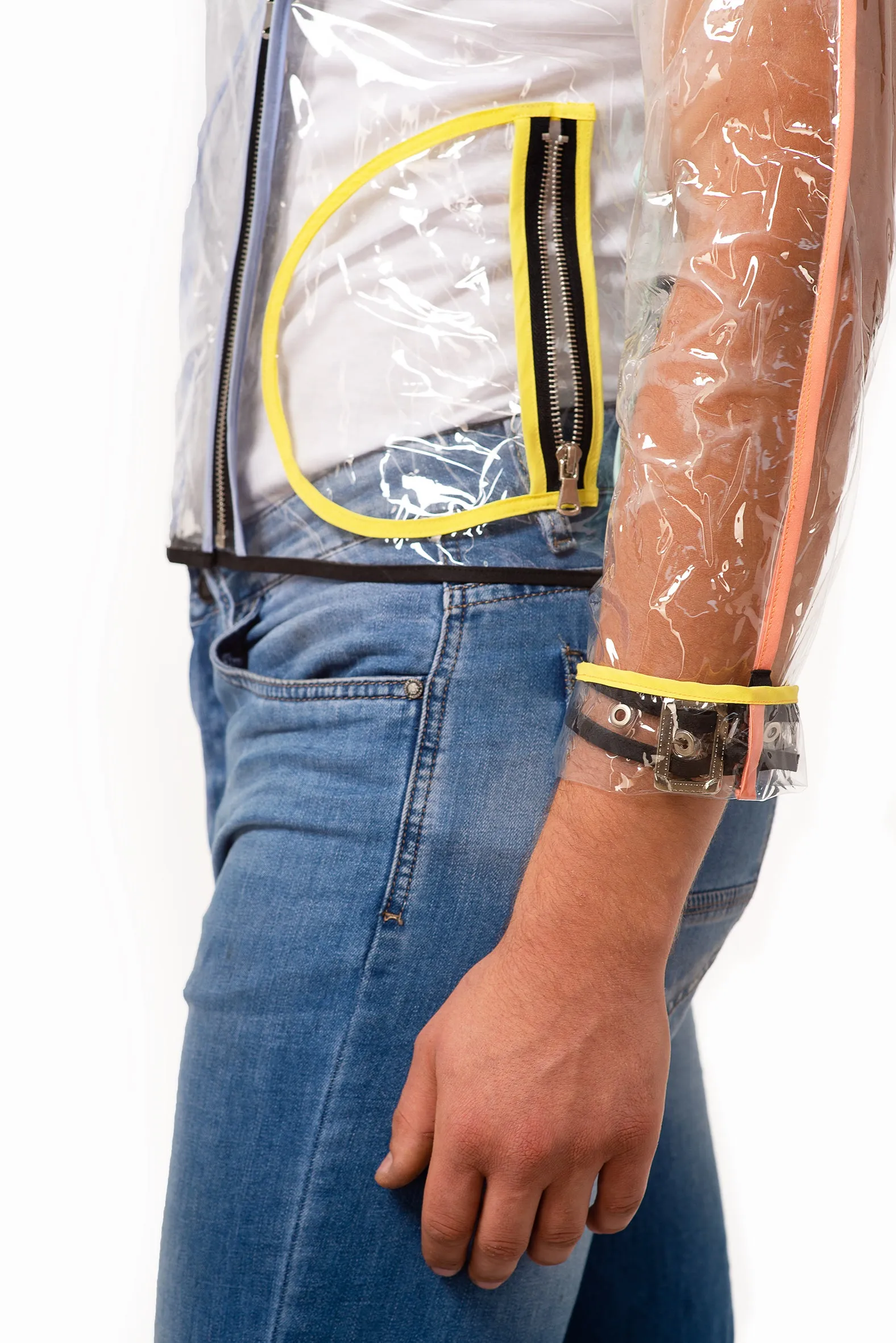 Men's Transparent Vinyl Biker Jacket.