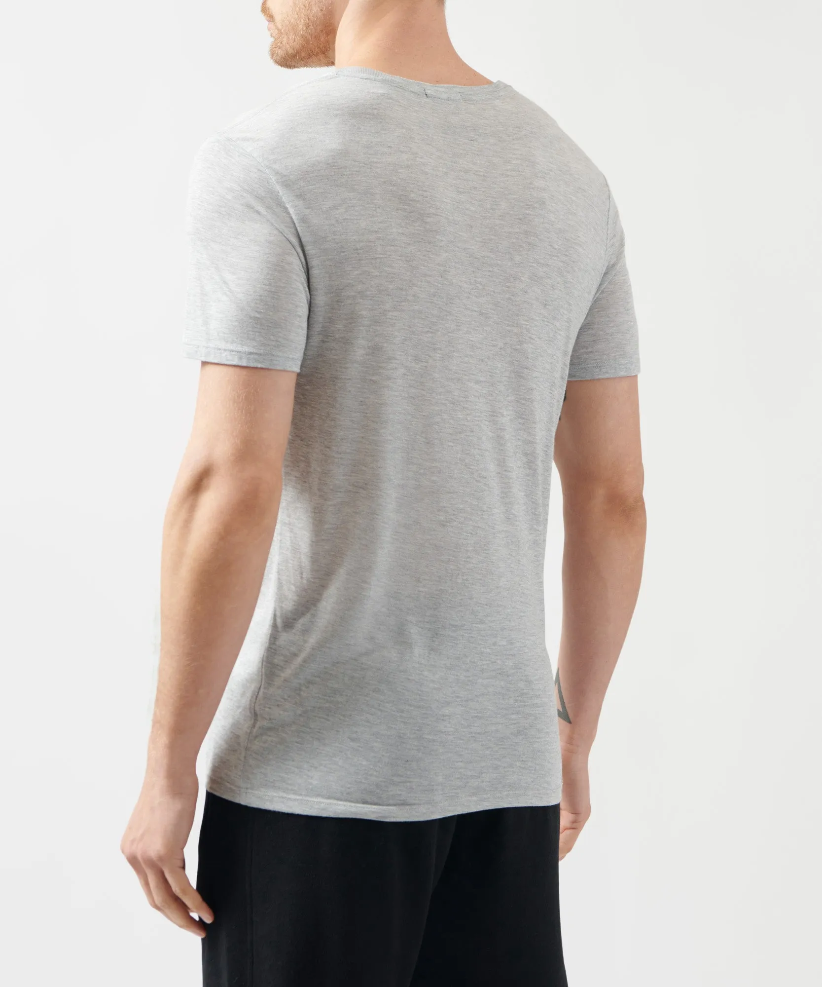 Modal Jersey V-Neck Tee - Heather Grey