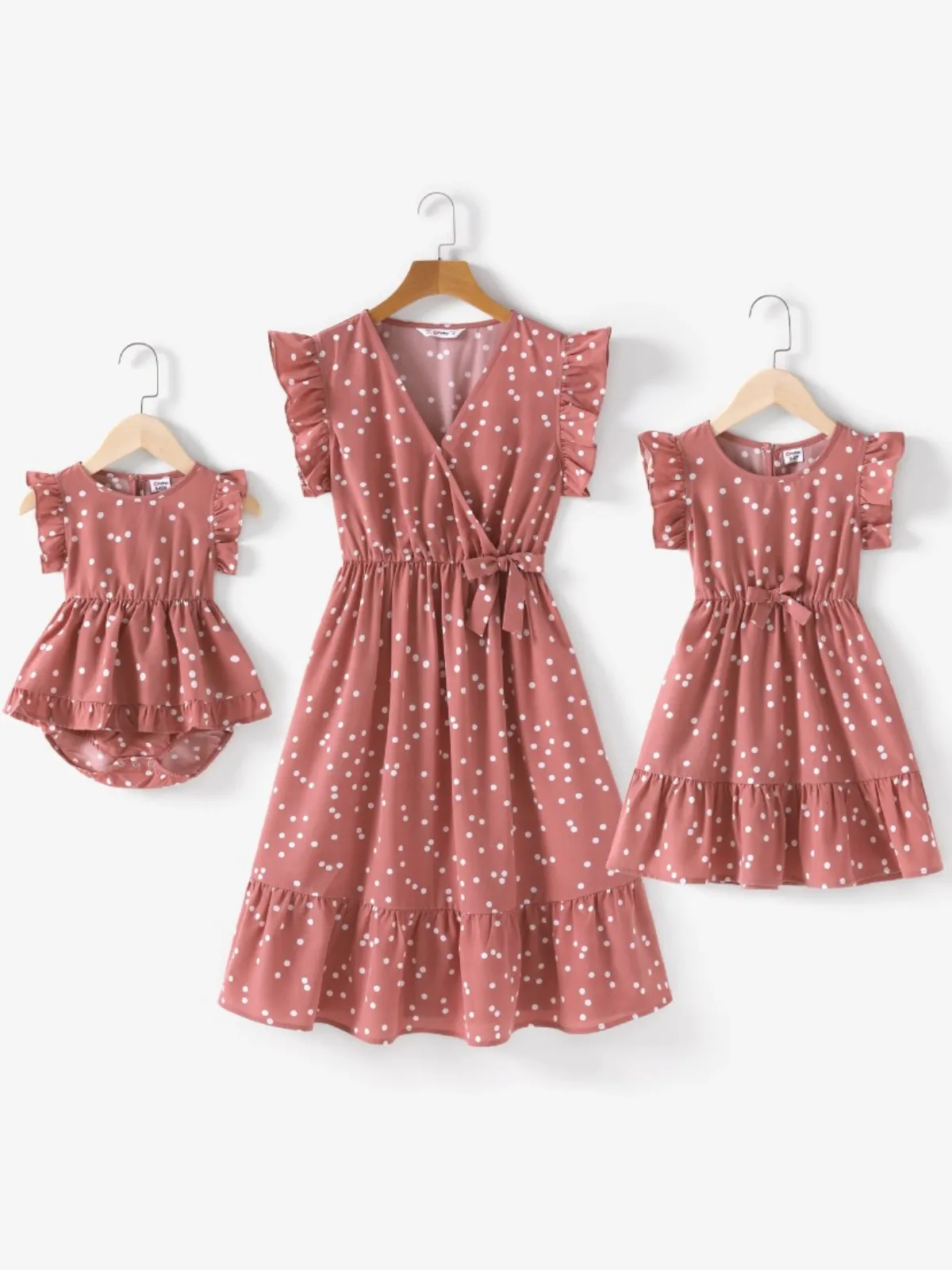 Mommy and Me Polka Dot Ruffle Wrap Dress