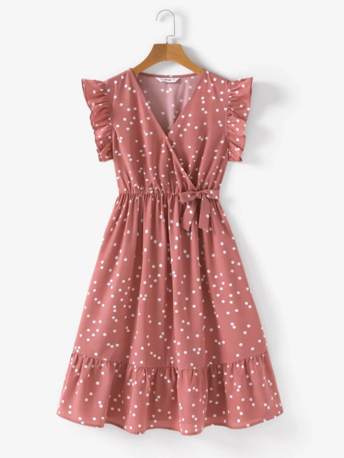Mommy and Me Polka Dot Ruffle Wrap Dress