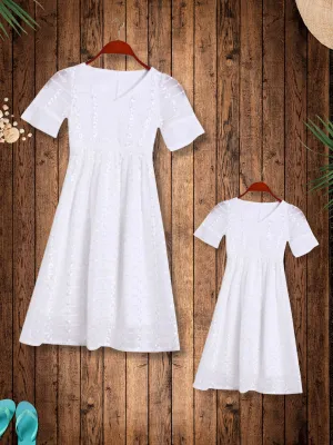 Mommy and Me Summer Fresh White Lace Dress