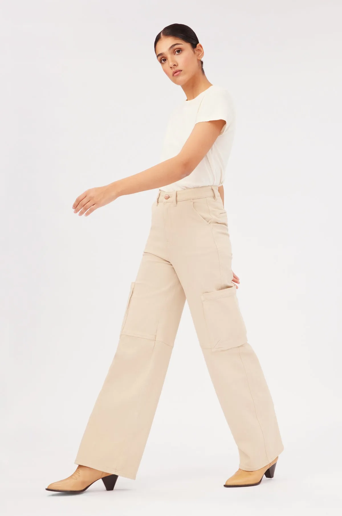 NCE CARGO - WIDE LEG JEANS | CAPPUCCINO