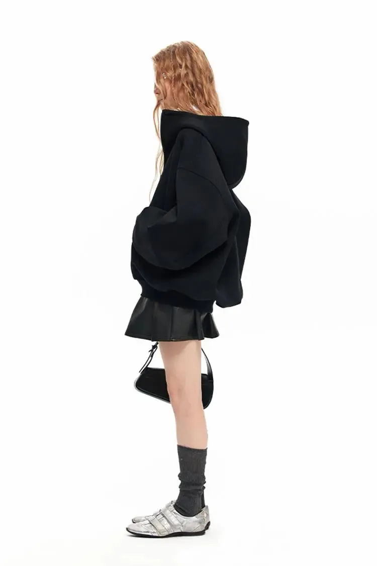 Oversized Zip Up Hoodie with Baggy Sleeve