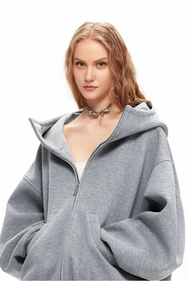Oversized Zip Up Hoodie with Baggy Sleeve