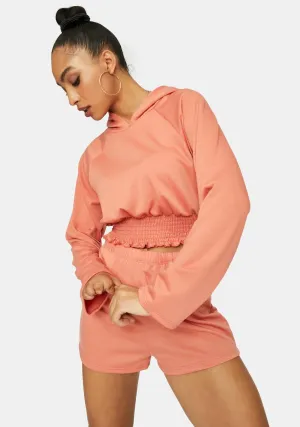 Peach Follow The Leader Crop Hoodie Set